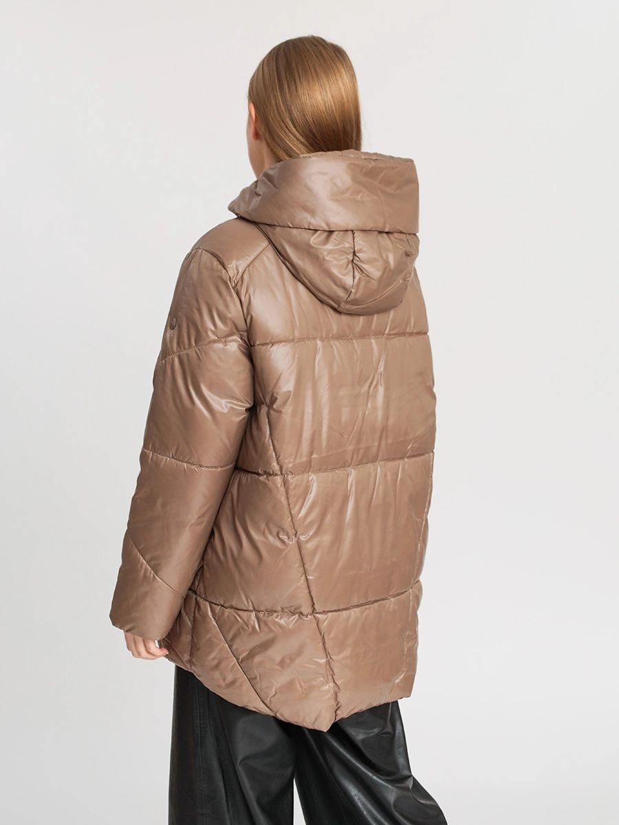 Стеганая куртка цвета какао с капюшоном